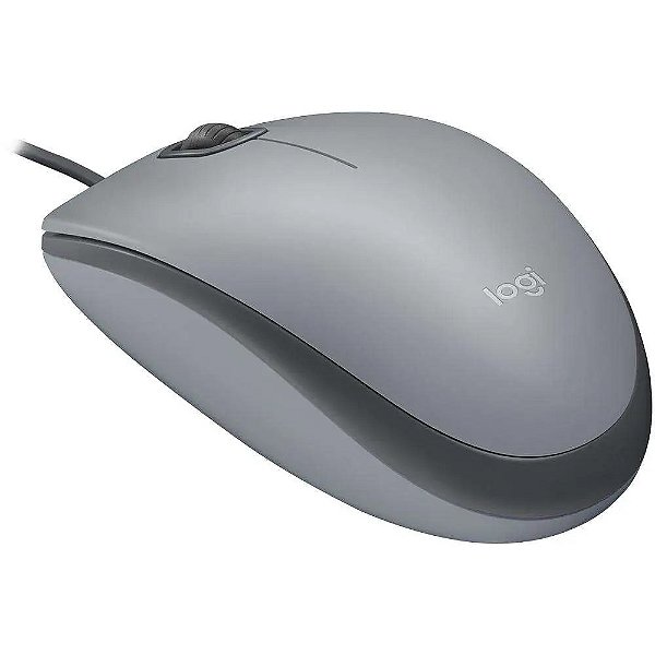 Mouse com fio USB Logitech M110 Cinza, Silencioso, plug-and-play, 1000 DPI, 910-006757