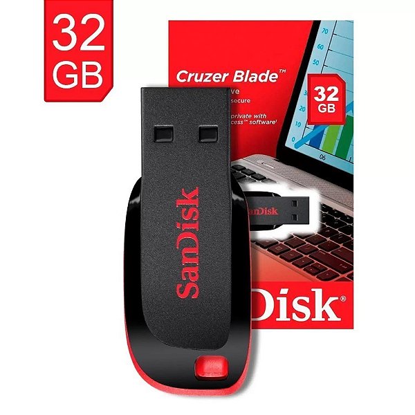 Pen Drive 32GB Sandisk Cruzer Blade Preto Z50