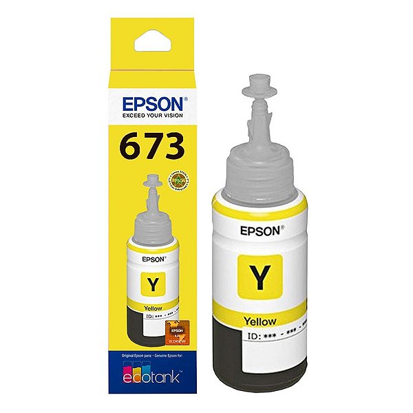 Tinta Epson T673 Amarelo T673420 para Impressoras L800, L810, L1800, L805, L850, Original 70ml