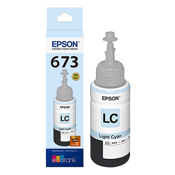 Tinta Epson T673 Ciano Claro T673520 para Impressoras L800, L810, L1800, L805, L850, Original 70ml