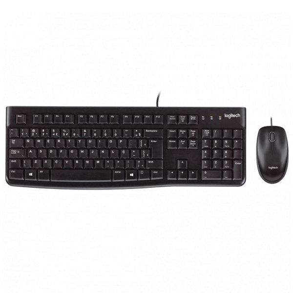 Combo Teclado e Mouse Logitech MK120, USB, Resistente à Respingos, Layout ABNT2, 920-004429