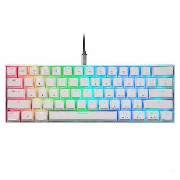 Teclado Mecânico Gamer Motospeed CK61 Essential, RGB, Switch Outemu Red, Branco