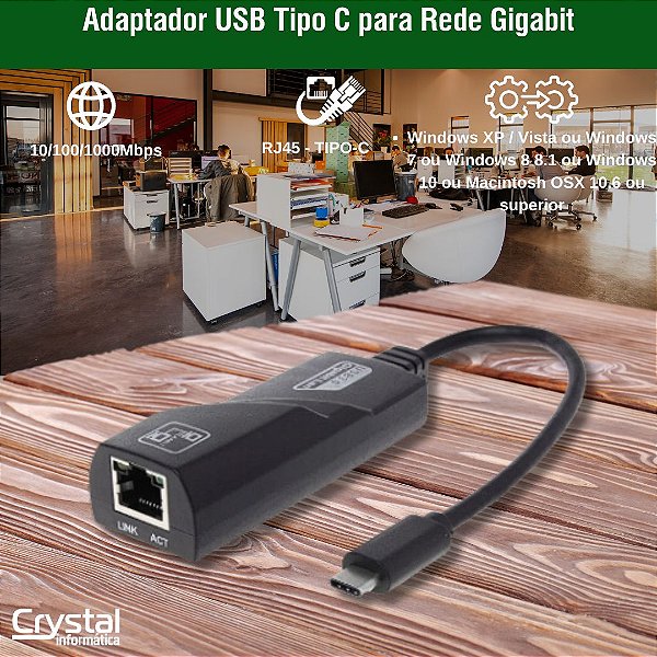 Adaptador USB Tipo C para Rede Gigabit