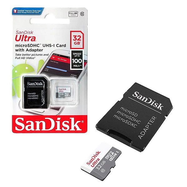 Cartao de Memoria Sandisk Ultra 32GB Micro SD Com Adaptador SDSQUNR-032G-GN3MA