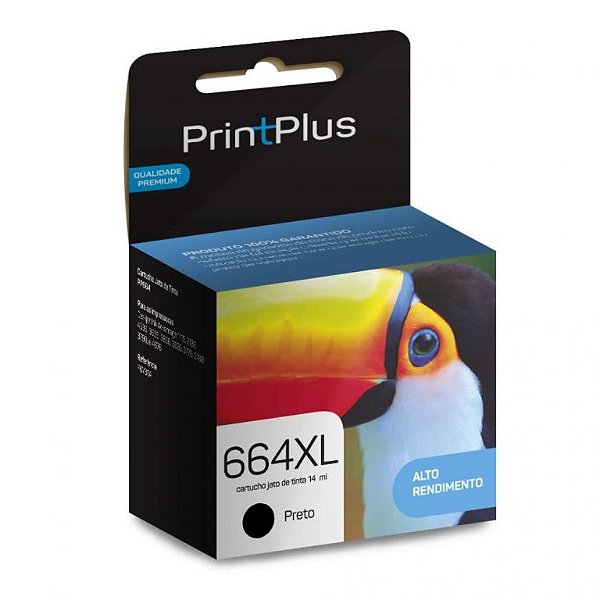 Cartucho Print Plus para HP 664XL Preto Compatível