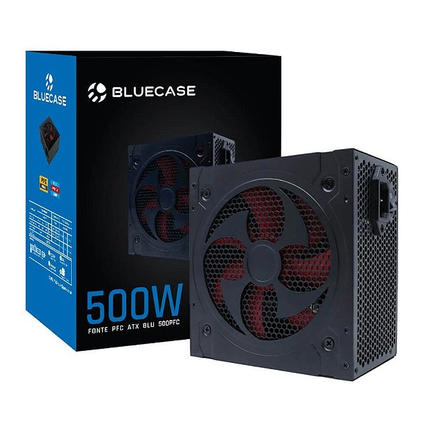 Fonte 500W Real BlueCase PFC Ativo BLU500-EPFCBX