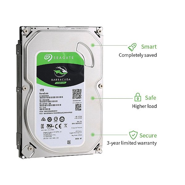 HD 1 TB SATA 3 Seagate Barracuda ST1000DM010 - Crystal Informática