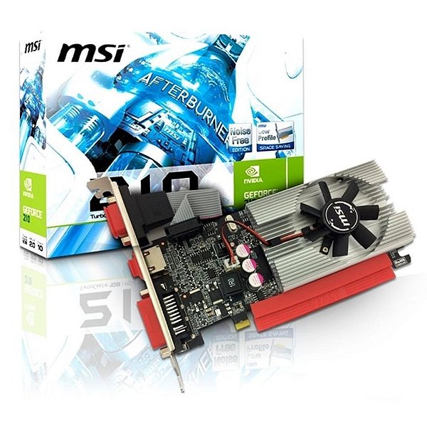 Placa de Vídeo MSI NVIDIA GeForce GT 210 1GB DDR3 64 bits PCI Express 2.0 x16 N210-MD1G/D3