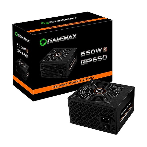 Fonte 650W Gamemax GP650 80 Plus Bronze, PFC Ativo, 85% de eficiência, Black