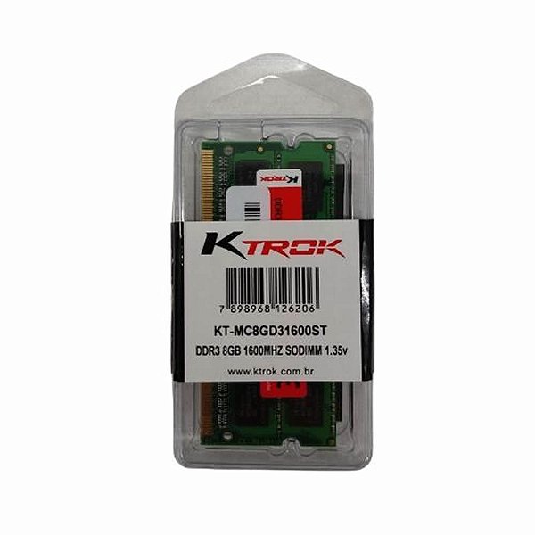 Memória Notebook 8GB DDR3L 1600 MHz Ktrok KT-MC8GD31600LS