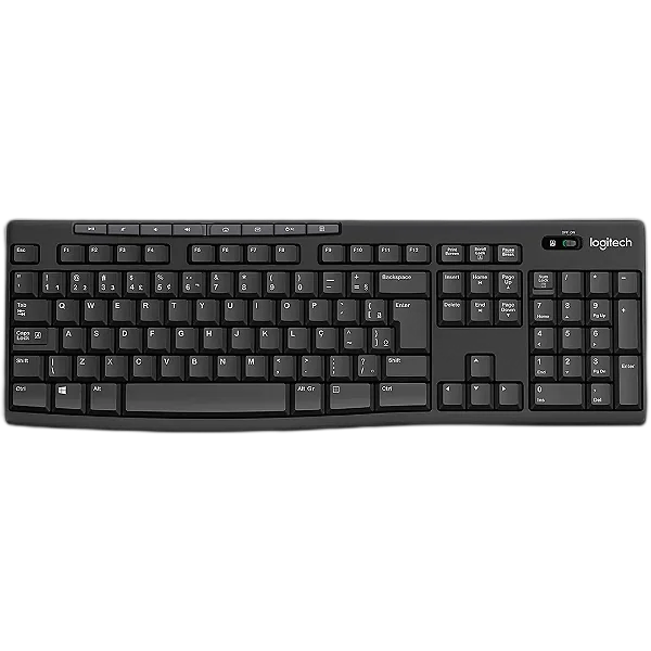 Teclado Sem Fio Logitech K270, Teclas de Mídia de Fácil Acesso, Conexão USB, Pilhas Inclusas e Layout ABNT2, 920-004427