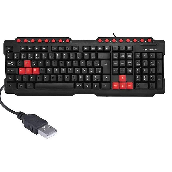 Teclado Gamer C3Tech KG-10BK, USB, ABNT2, 110 Teclas, Preto