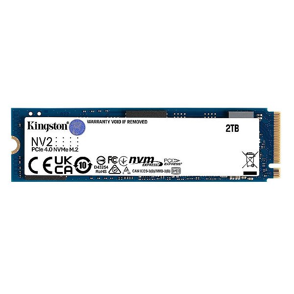 SSD 2TB Kingston NV2, M.2 2280 PCIe, NVMe, Leitura: 3500 MB/s e Gravação: 2100 MB/s - SNV2S/2000G