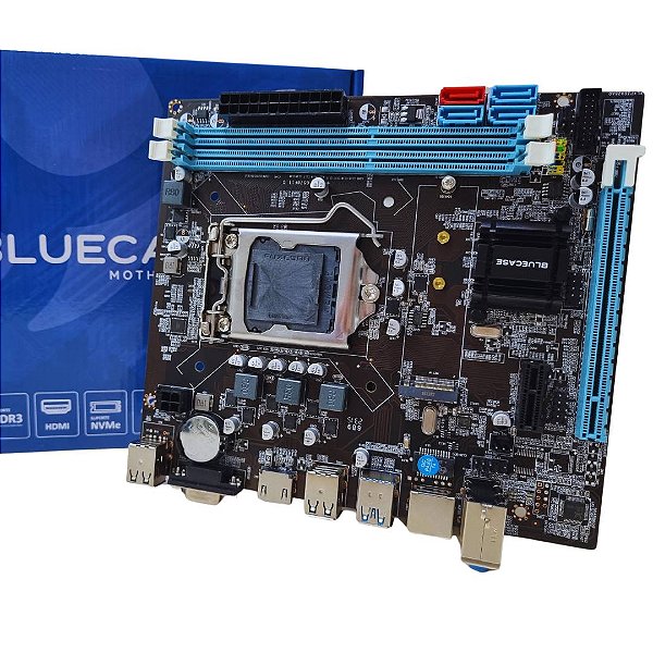 Placa Mãe Bluecase BMBB75-G3HGU-M2, LGA 1155, DDR3, Micro ATX, Chipset Intel B75, Slot M.2