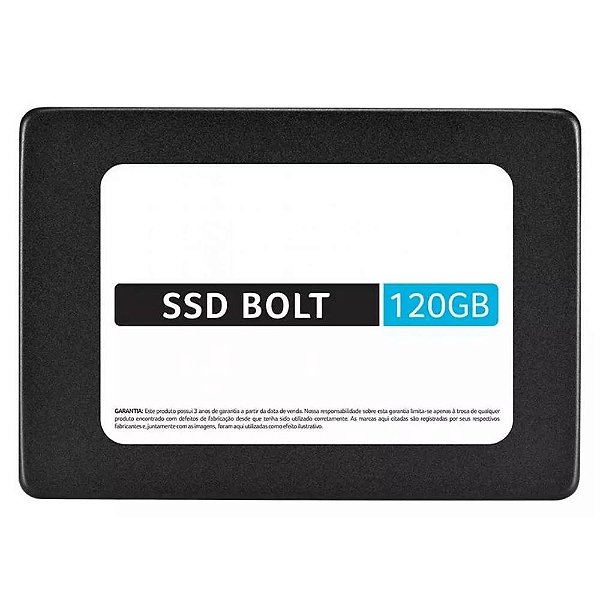SSD 120GB SATA3 Multilaser Bolt SS120, Leitura 450MB/s  e Gravação 400MB/s