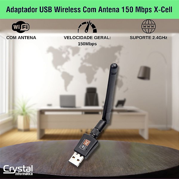 Adaptador USB Wireless Com Antena 150 Mbps X-Cell