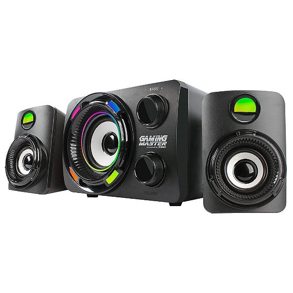 Subwoofer Gamer K-mex Stereo SS-9800 9.9W RMS, 2.1 Canais, LED de 7 Cores