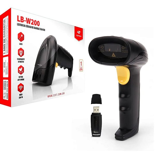 Leitor Código de Barras 1D Sem Fio LB-W200BK V2 C3Tech