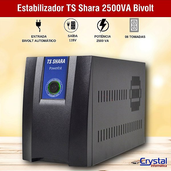 Estabilizador TS Shara 2500VA Bivolt Powerest, 6 Tomadas, 9013