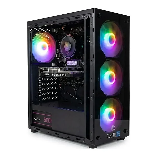 PC Gamer Crystal Com Processador Intel Core i5 12400F, 16GB de Memória, Placa de Vídeo RTX 3050, Windows 11, Com Wi-Fi