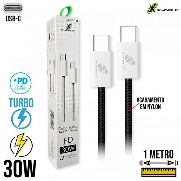 Cabo USB Tipo C 1 Metro X-Cell XC-CD-110