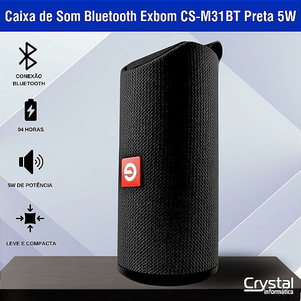 Caixa de Som Bluetooth Exbom CS-M31BT Preta 5W USB FM