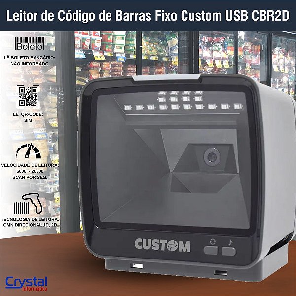 Leitor de Código de Barras Fixo Imager 1D/2D Custom USB CBR2D