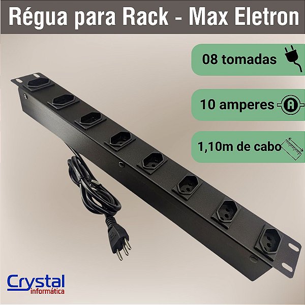 Régua para Rack 8 Tomadas 10A Max Eletron