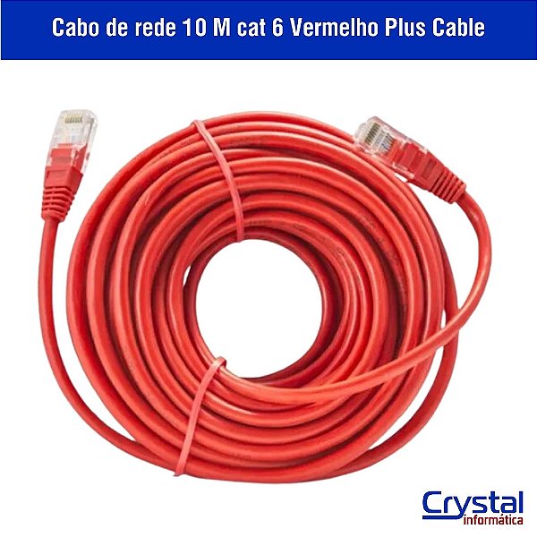 Cabo de rede 10 M cat 6 Vermelho Plus Cable