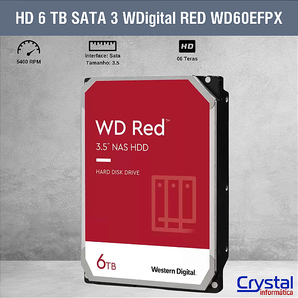 HD WD Red Plus 6TB, 5400 RPM, 3.5', SATA - WD60EFPX