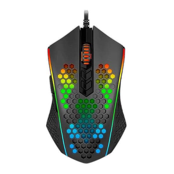 Mouse Gamer Redragon Memeanlion Honey Comb, RGB, 12400DPI, 7 Botoes, Preto, M809-K