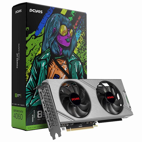 Placa de Vídeo PCyes Nvidia Geforce RTX4060 8GB GDDR6 8GB 128Bits Full Size Dual Fan - Pa40608Gr6Df