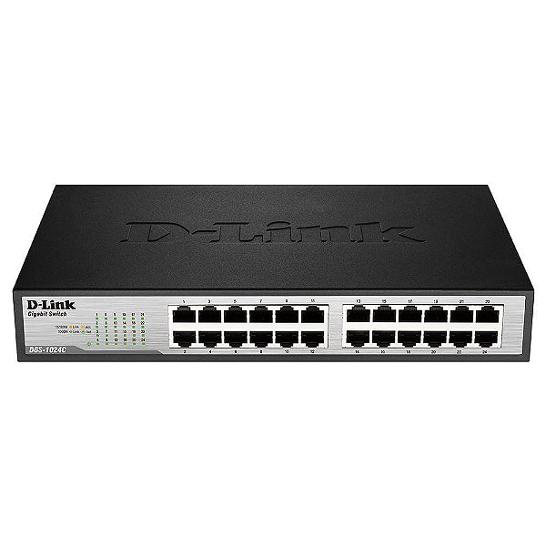 Switch D-Link 24 portas Gigabit Ethernet 10/100/1000 DGS-1024C, Não Gerenciável,  Montável em Rack QoS
