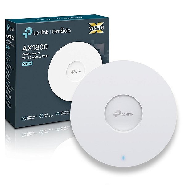 Access Point TP-Link EAP-610 AX1800, 1775MBps, Omada, Wi-Fi6, Montável em teto