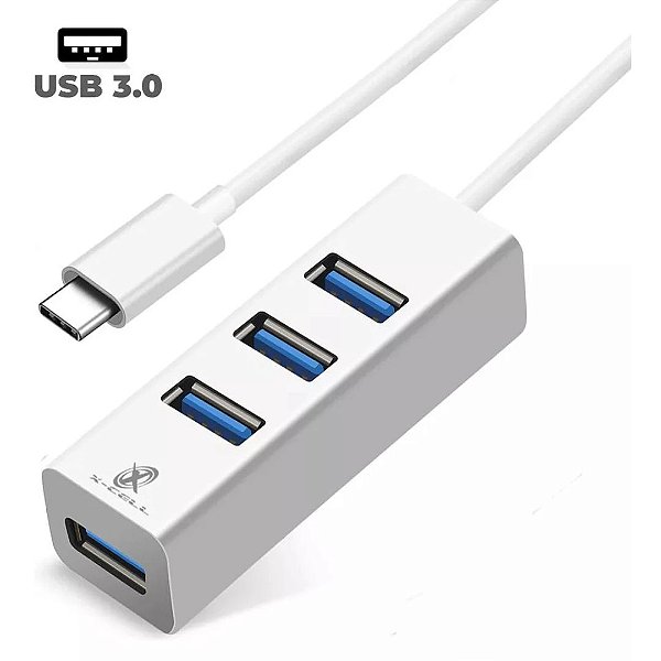 HUB USB Tipo C 4 Portas USB 3.0 X-Cell XC-HUB-10