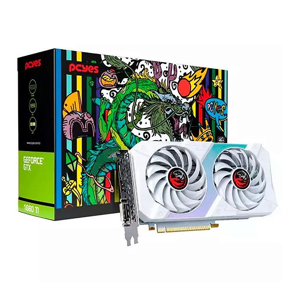 Placa de Video Pcyes GeForce GTX 1660 TI, 6GB, GDDR6, 192-bit, Branco, PVGTX1660TI6GBBR