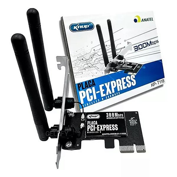 Placa de Rede PCI Express Wireless 300mbps Sem Fio 2 Antenas Knup KP-T118