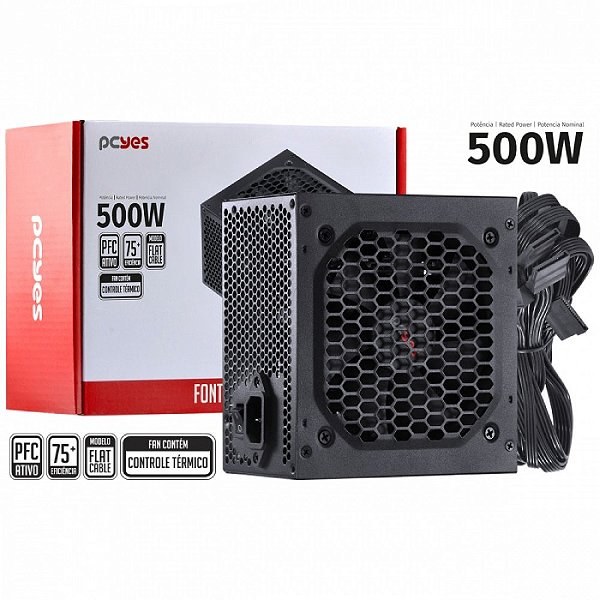 Fonte 500W PCYes Spark PFC Ativo PXSP500WPT