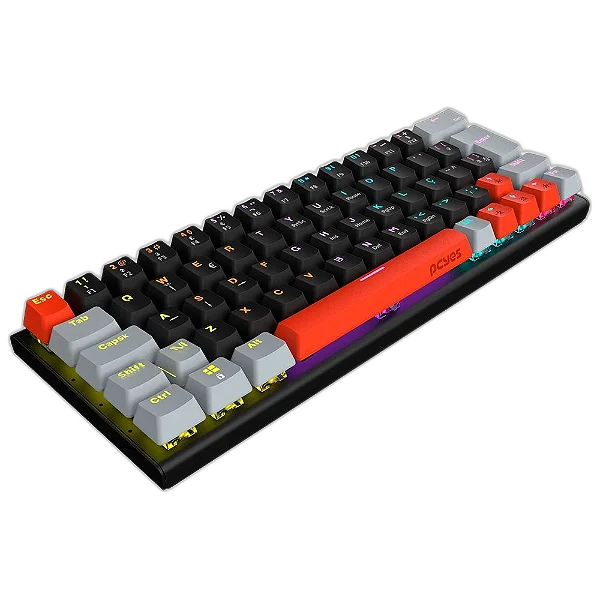 Teclado Gamer Mecanico 60% Pcyes Kuromori Black Vulcan, Switch Blue, Led Rainbow, Ptkm60Bl