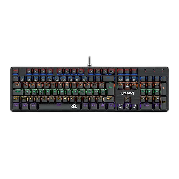 Teclado Mecanico Gamer Redragon Valheim, Rainbow, Switch Marrom, USB, Preto, K608-R-PT-BROWN