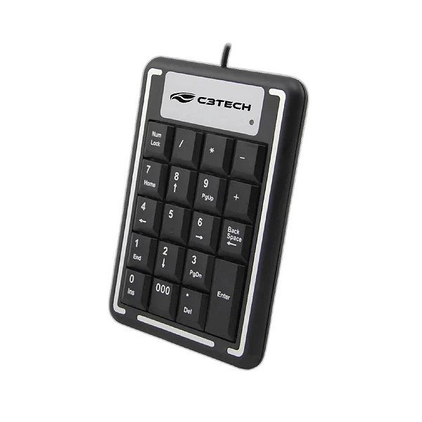 Teclado Numérico C3Tech KN-11BK USB, 19 Teclas, Compacto, Preto