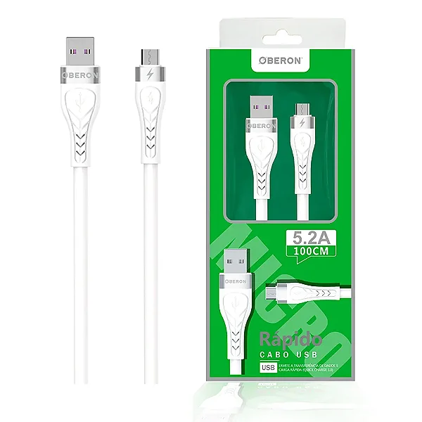 Cabo Carregador V8 USB 1 Metro para Celular OBERON - OR-CO01/M1