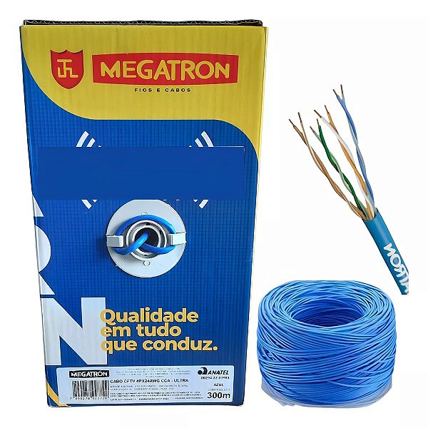 Cabo Ultra CFTV Megatron 4 Pares Preto 300 Metros