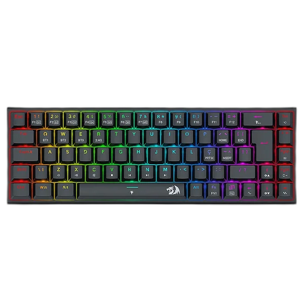 Teclado Mecânico Gamer Redragon Ryze Pro, RGB, Wireless, Bluetooth, Switch Brown, ABNT2, K633RGB-PRO