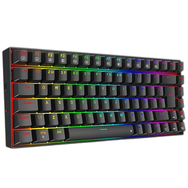 Teclado Gamer Mecânico Redragon Phantom, RGB, USB, Switch Brown, ABNT2, 75%, Preto, K629-RGB