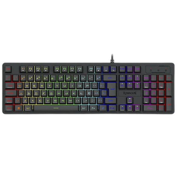 Teclado Gamer Redragon Netherbane, RGB, USB, Membrana, ABNT2, Full Size, K521-RGB