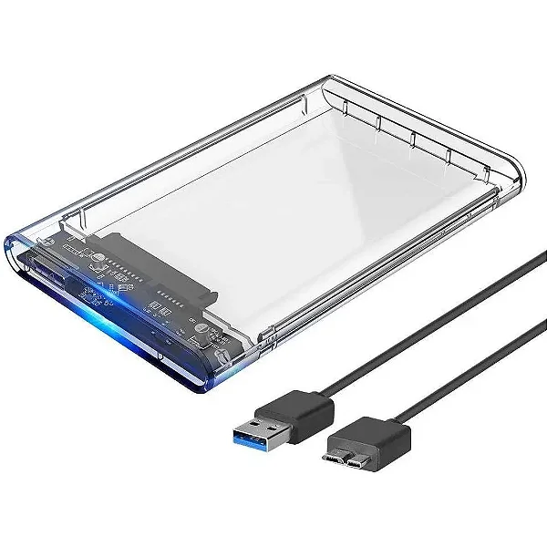 Case Para HD Externo de 2.5" SATA Para USB 3.0 Transparente Exbom CGHD-35