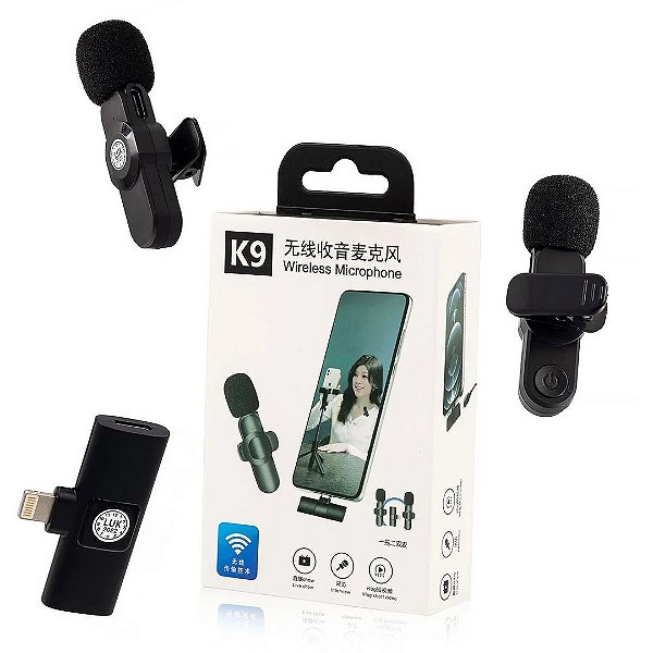 Microfone Sem Fio Duplo Lapela Profissional Android USB-C - Gravação de Vídeos