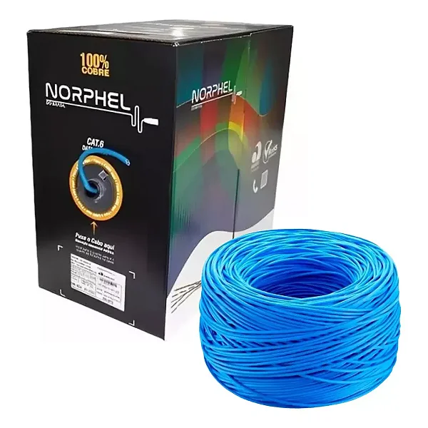 Cabo de Rede Cat6 Norphel CMX Azul 305 Metros Homologado ANATEL 100% Cobre