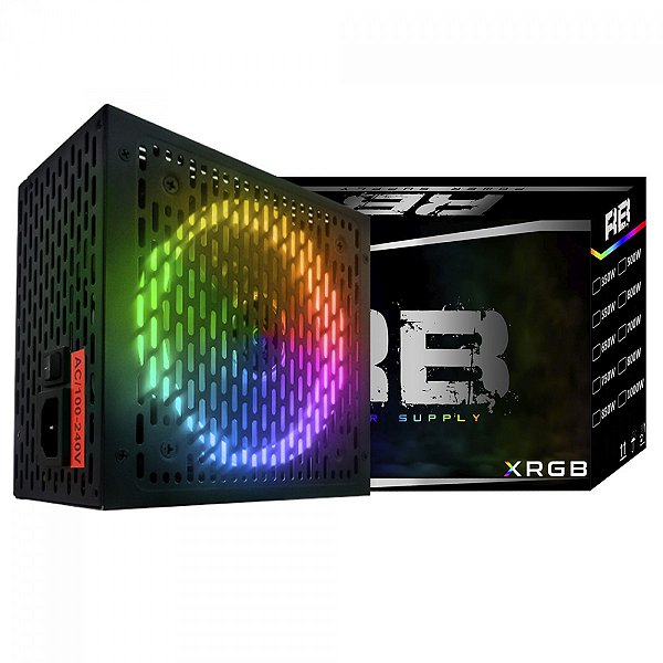Fonte 750W BRX 80 Plus Bronze Rainbow RGB Bivolt Automática PFC Ativo